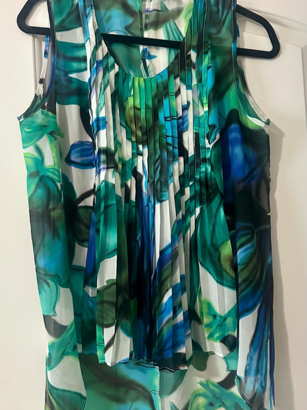 Milano Green and Teal Floral Print Sleeveless Top